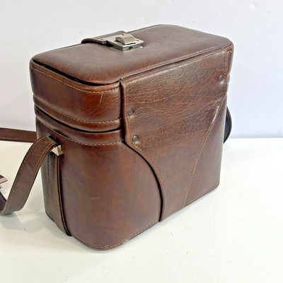Vintage Camera Bag Brown Padded Vinyl Hard Shell Case Camera Carry Travel Bag