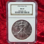 1996 American Silver Eagle MS 69 NGC Brown Label ASE