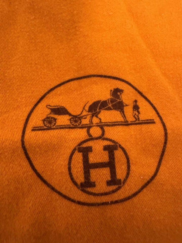 Hermes Bolsa para el Polvo Naranja Cordón Logo Bolsa Almacenamiento Repuesto Bolso de Mano Cartera Foto 2 de 4