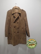 Vintage Dannimac Corduroy Mens Beige Long Overcoat 100% Cotton Uk Size Large 