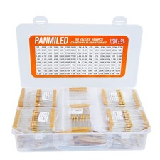 150 Values 1500 Pieces Resistor Kit 1 Ohm-10M Ohm, 1/2W 5 Carbon Film Resistors