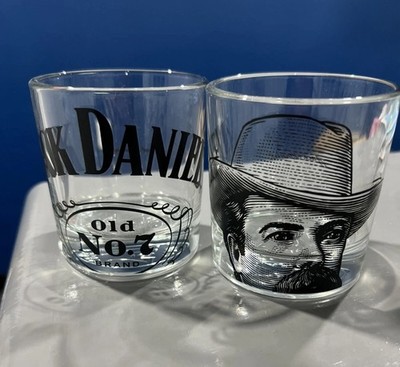 Jack Daniels Old No. 7 Tennessee Whiskey Portrait Rocks Glass New | Set of 2