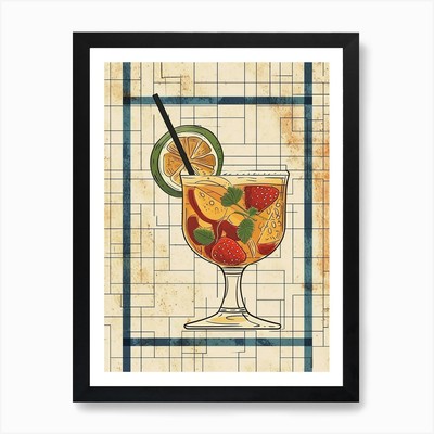 Pimm S Cup Illustration 3 Kunstdruck gerahmt Wandbild Poster Leinwanddruck Bild