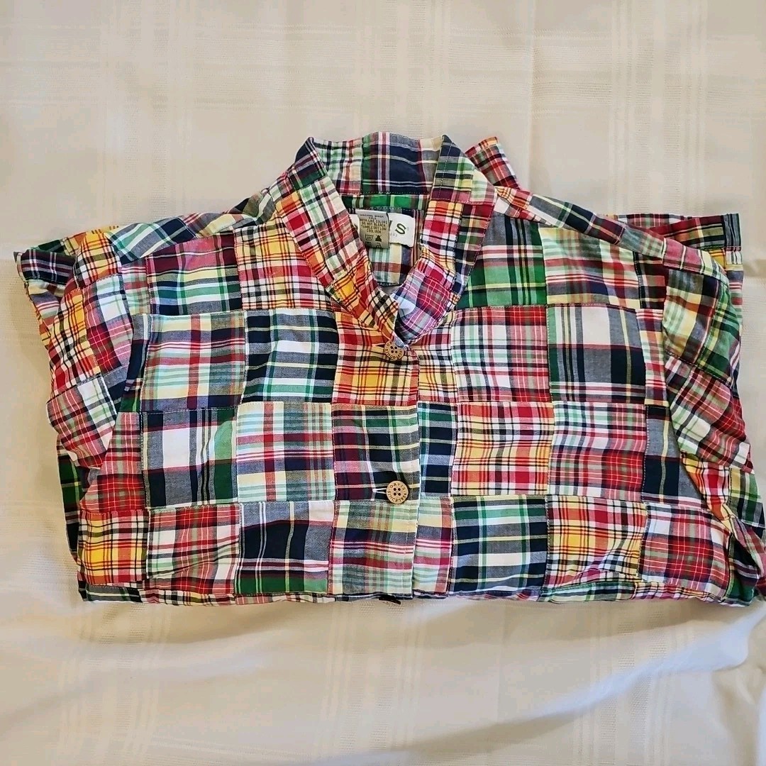 Orvis Jacket Madras Patchwork Plaid 20 Large Cott… - image 7