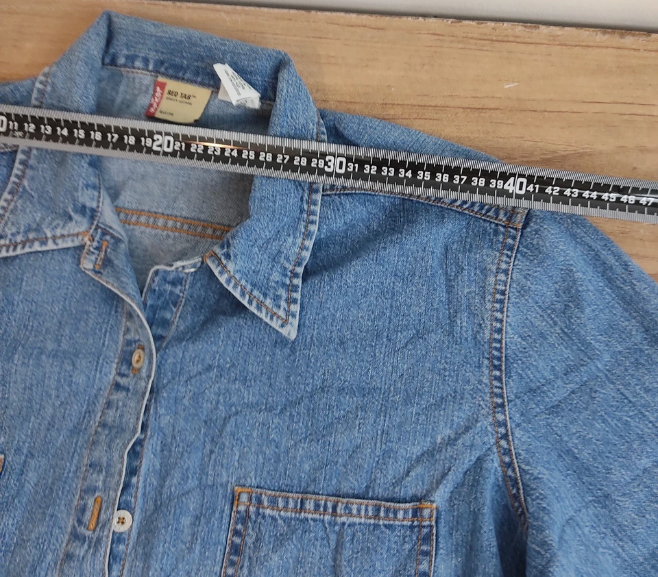 Camisa Levis Vintage Mujer Denim Western Talla L Azul Botón a Presión Informal Foto 4 de 4