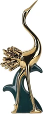 Flamingo Statue and Sculpture, Golden Teal Bird Statue Gold Home Decor Statue...