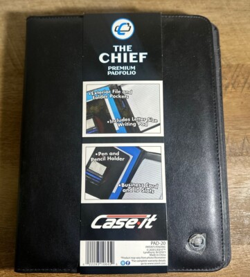 Case-It The Chief Padfolio With Letter Size Writing Pad,  Black (PAD-20)