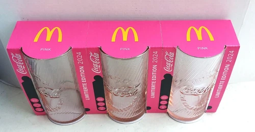 3er Set McDonalds Gläser Coca Cola 2024 Pink