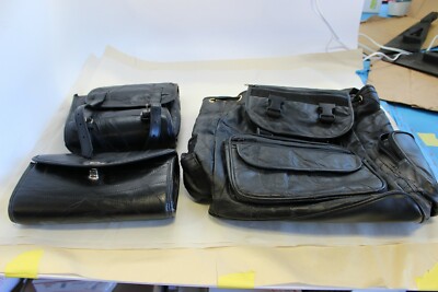 Diamond Plate Buffalo Leather accessory Motorcycle luggage set