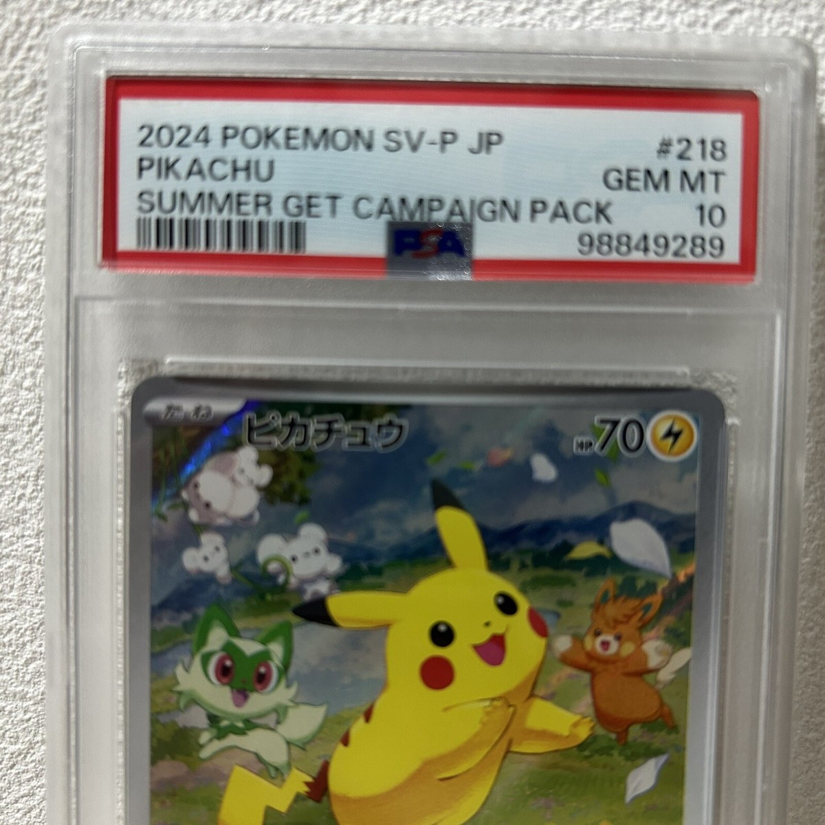 PSA 10 Pokemon Card Pikachu 218/SV-P 2024 Summer Get Promo