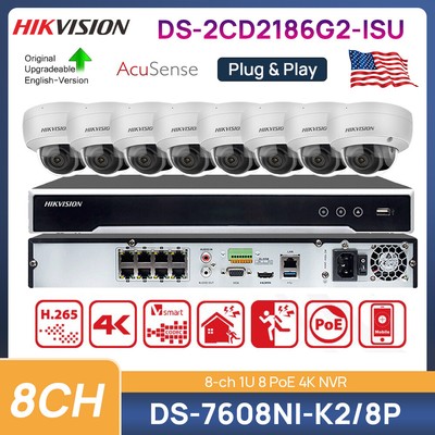 Hikvision 8CH 4K CCTV Security System Lot 8MP Dome IP Camera DarkFighter Mic US