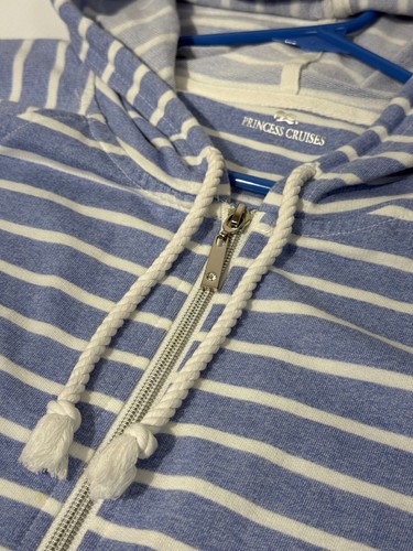 Princess Cruises Womens Blue Striped Full Zip Hoodie Drawstring Lace Trim Size L - Picture 4 of 14