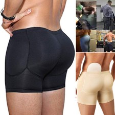 Underwear Men Hip-Up Padded Enhancer Butt Boxer Shorts Trunk With Removable Pads