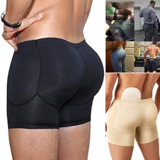 Underwear Men Hip-Up Padded Enhancer Butt Boxer Shorts Trunk With Removable Pads