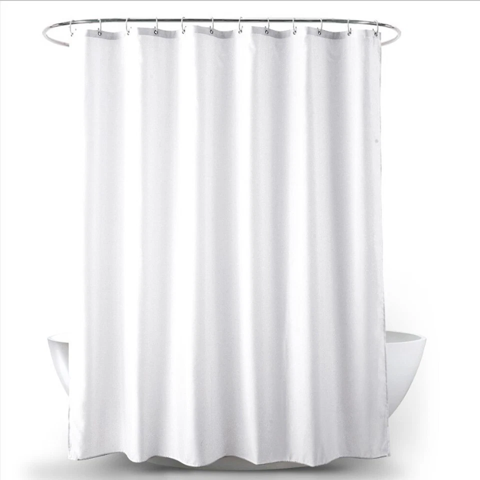 Extra Long Thick Fabric Polyester Shower Curtain White Minimalism - image 2 of 4