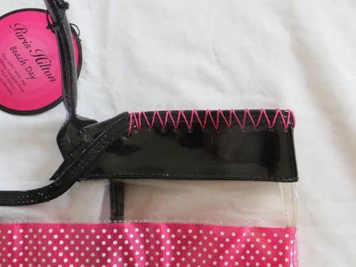 Paris Hilton Large Beach Bag Day Tote NEW Pink Black Clear Barbie-Worthy Satchel - Picture 6 of 6