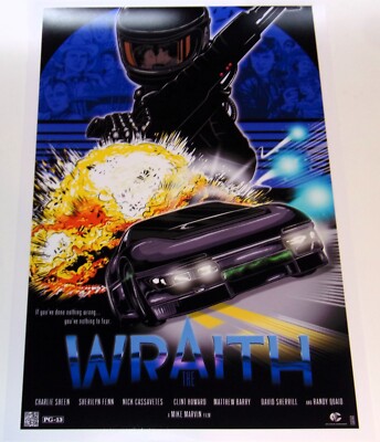 The Wraith 1986 Charlie Sheen Alternate USA Poster 19''x13'' Mike Marvin CULT