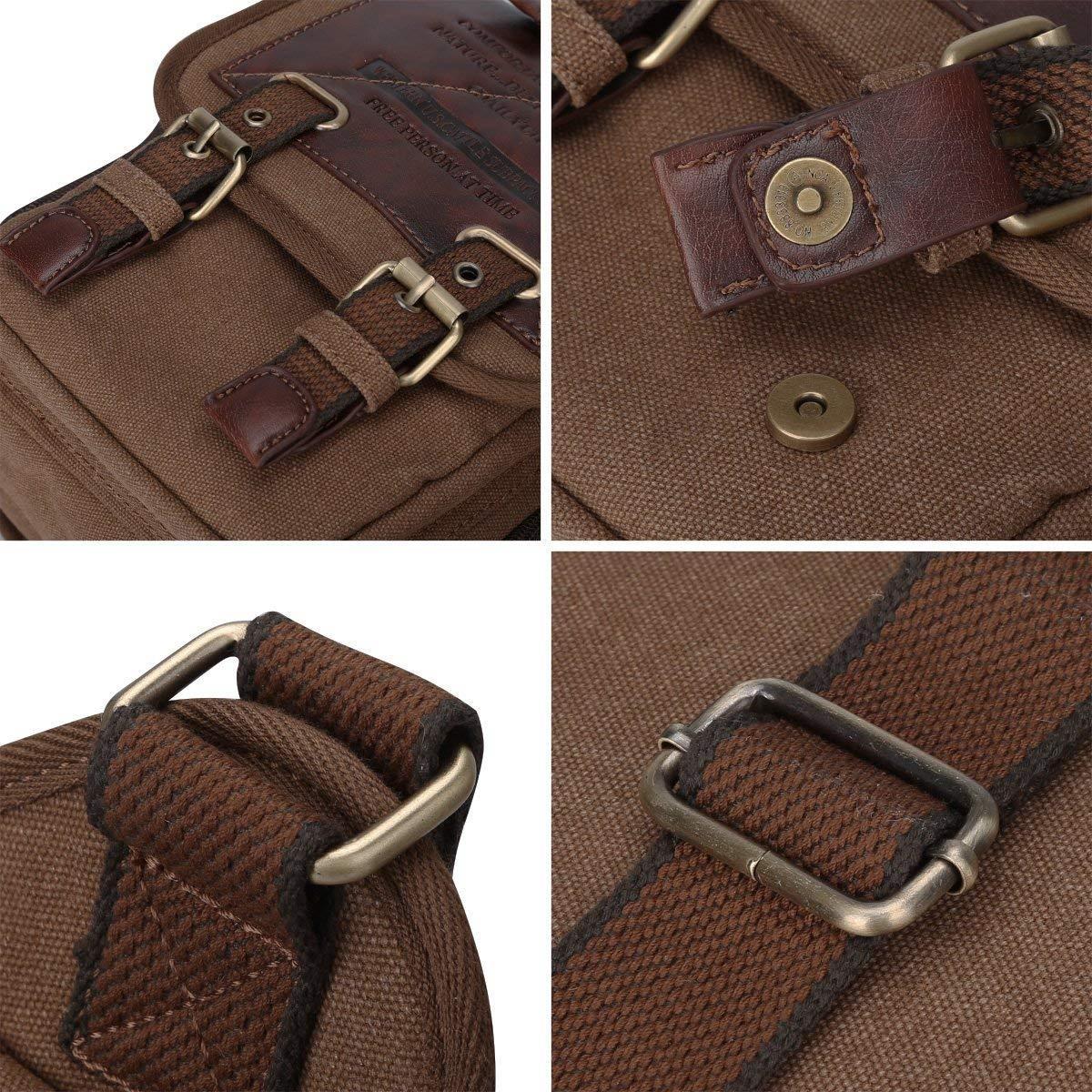 Mens Vintage Canvas PU Leather Military Utility Shoulder Holster Messenger Bag eBay