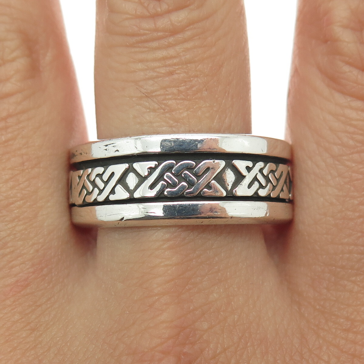925 Sterling Silver Vintage Mexico Knot Oxidized Band Ring