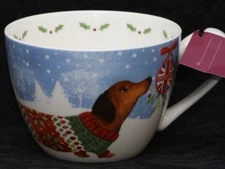 PORTOBELLO By DESIGN HOLIDAY WIENER DOG Bone China Jumbo Cup