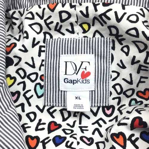 DVF Gap Kids / Diane Von Furstenberg Pinstripe Patch Blazer Jacket / Girls XL - Picture 4 of 12