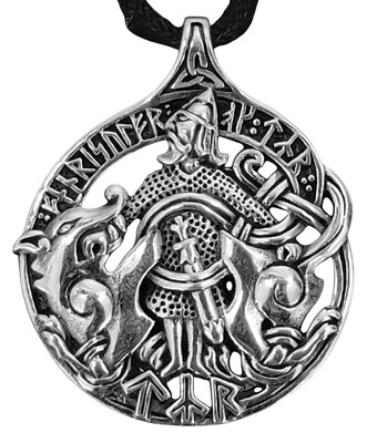 Tyr mit Fenrir Anhänger 925 Sterling Silber Wolf Fenriswolf Kriegsgott Nr. 398