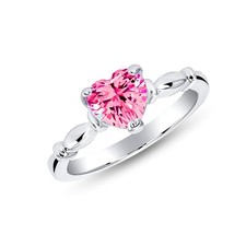925 Sterling Silver Pink Cz Stone Heart Band Ring Nickel Free, Hypoallergenic