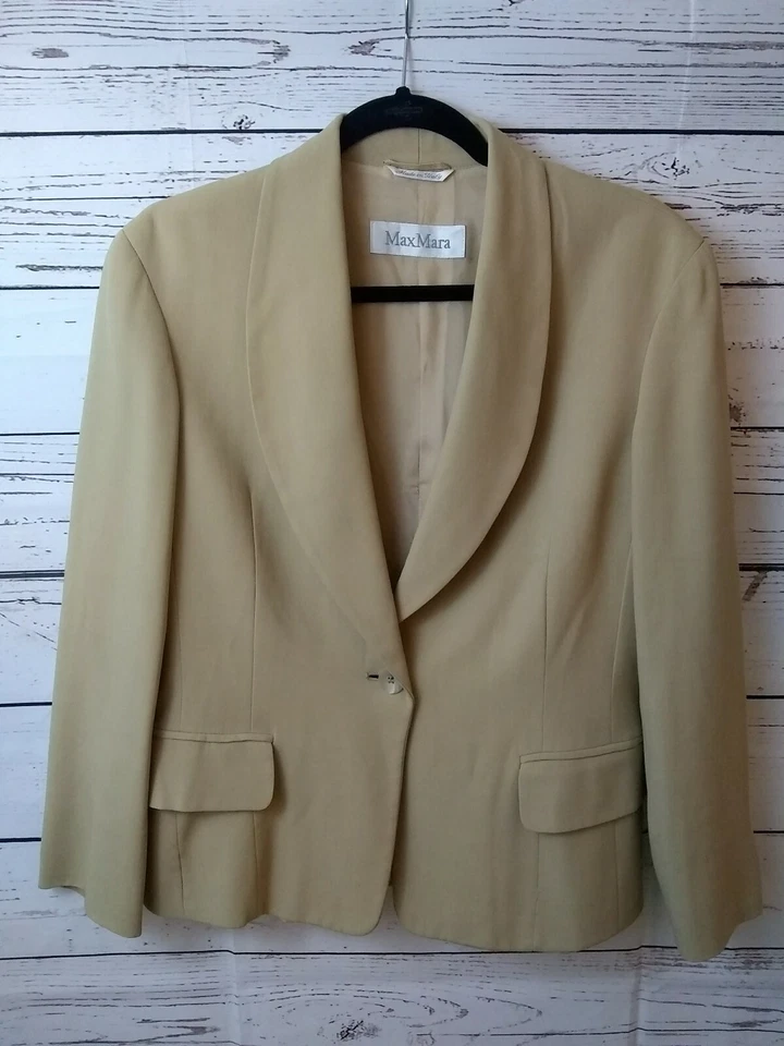 Chaqueta Blazer Max Mara Italia Para Mujer Mezcla Lana Completamente Forrada Talla 8/Mediana/M Foto 3 de 4