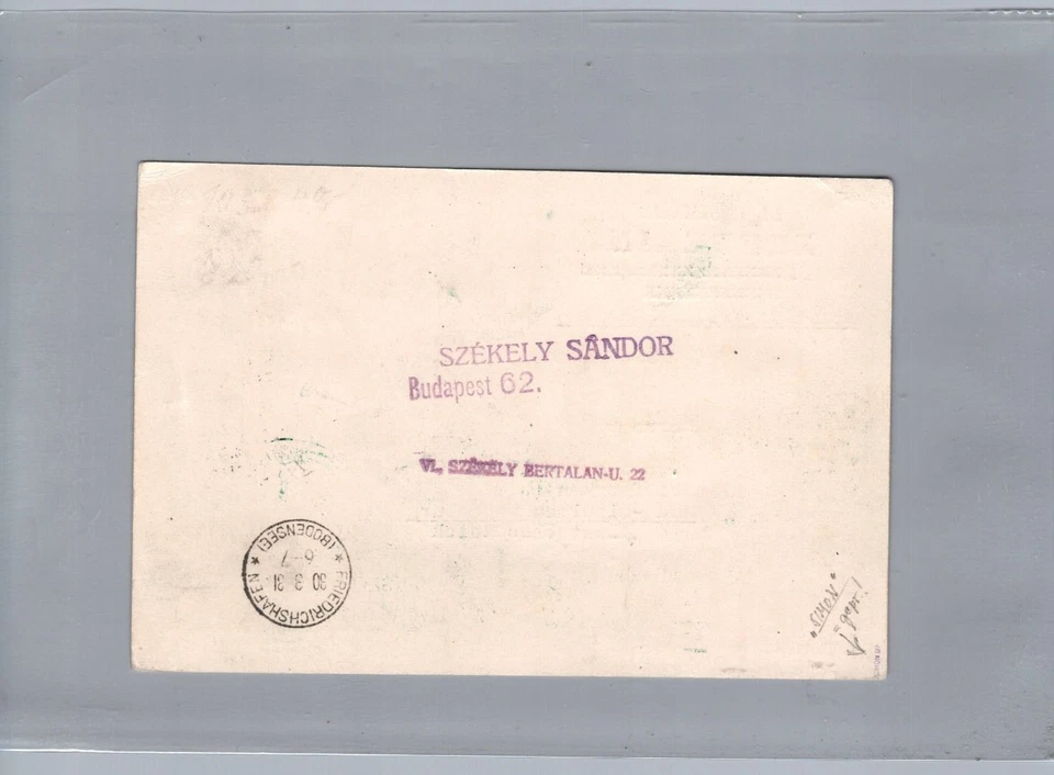 Graf Zeppelin Luftpost Brief Budapest Ungarn 1928 nach Bad Salzelmen + geprüft - Bild 2 von 2