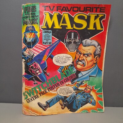Vintage Retro MASK Comic No 2 Date 08/11/1986 Paper Comic missing Centre Poster