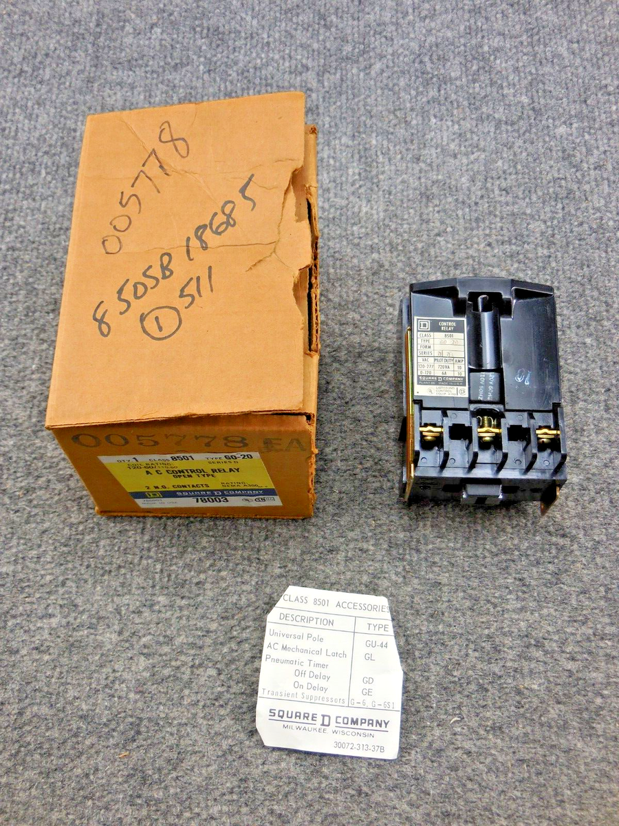 3本セット New Unused Square D G0-20 AC Control Relay Open Type Series D 120V