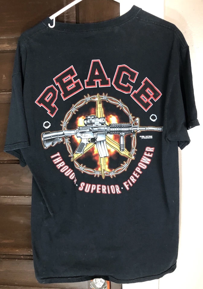 Lote de 2 camisetas de 7,62 diseños PAZ A TRAVÉS... ¡y solo leadslingers! Talla grande Foto 2 de 4