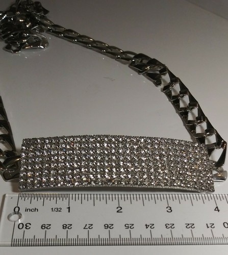 Silver Chain Hip Belt by Express Rhinestones Metal Link Fits Up To 38" Waist - Picture 5 of 12