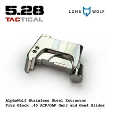 AlphaWolf Stainless Steel Extractor fits Glock .45 ACP/GAP Gen3 and Gen4 Slides