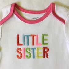 Little Sister Shirt size 18 months NWT New Baby Girls white snap top One Piece