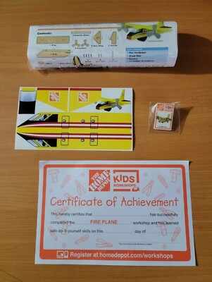 HOME DEPOT KIDS WORKSHOP Fire Plane Game Kit COMPLETE SET Fun DIY Kids Activity