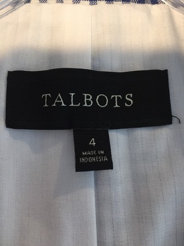 ¡NUEVO SIN ETIQUETAS! Blazer a medida de algodón a cuadros azul y blanco gingham de lino a cuadros talla 4 - Imagen 11 de 12