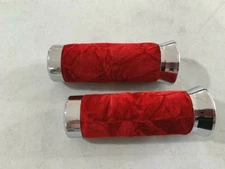 CUSTOM Bicycle Grips Red CRUSHED VELOUR Lowrider Beach Cruiser Bikes 