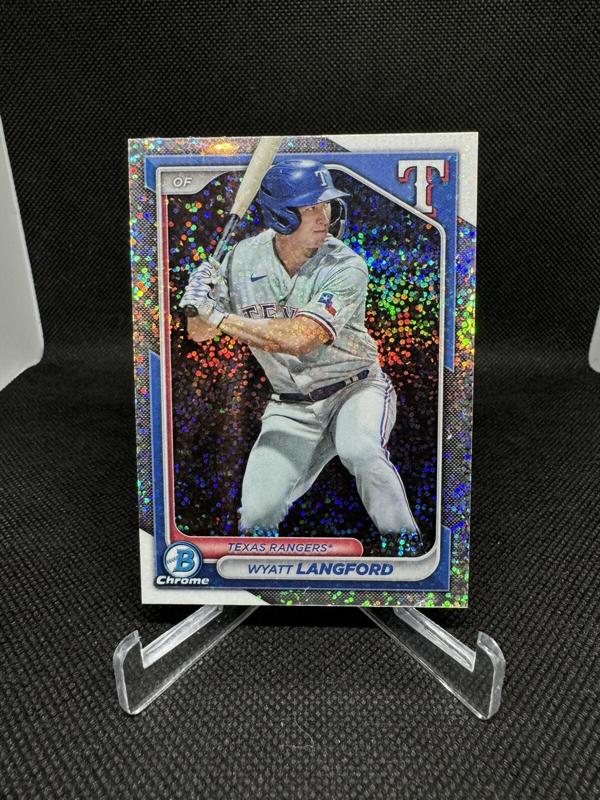 2024 Bowman Chrome Prospects Wyatt Langford Speckle /299 #BCP-64 Texas Rangers
