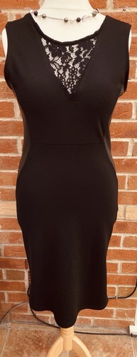 BNWT Actuel Size 12 14 Black Lace Dress Evening Party Stretchy Xmas Holiday S8 - Picture 3 of 8