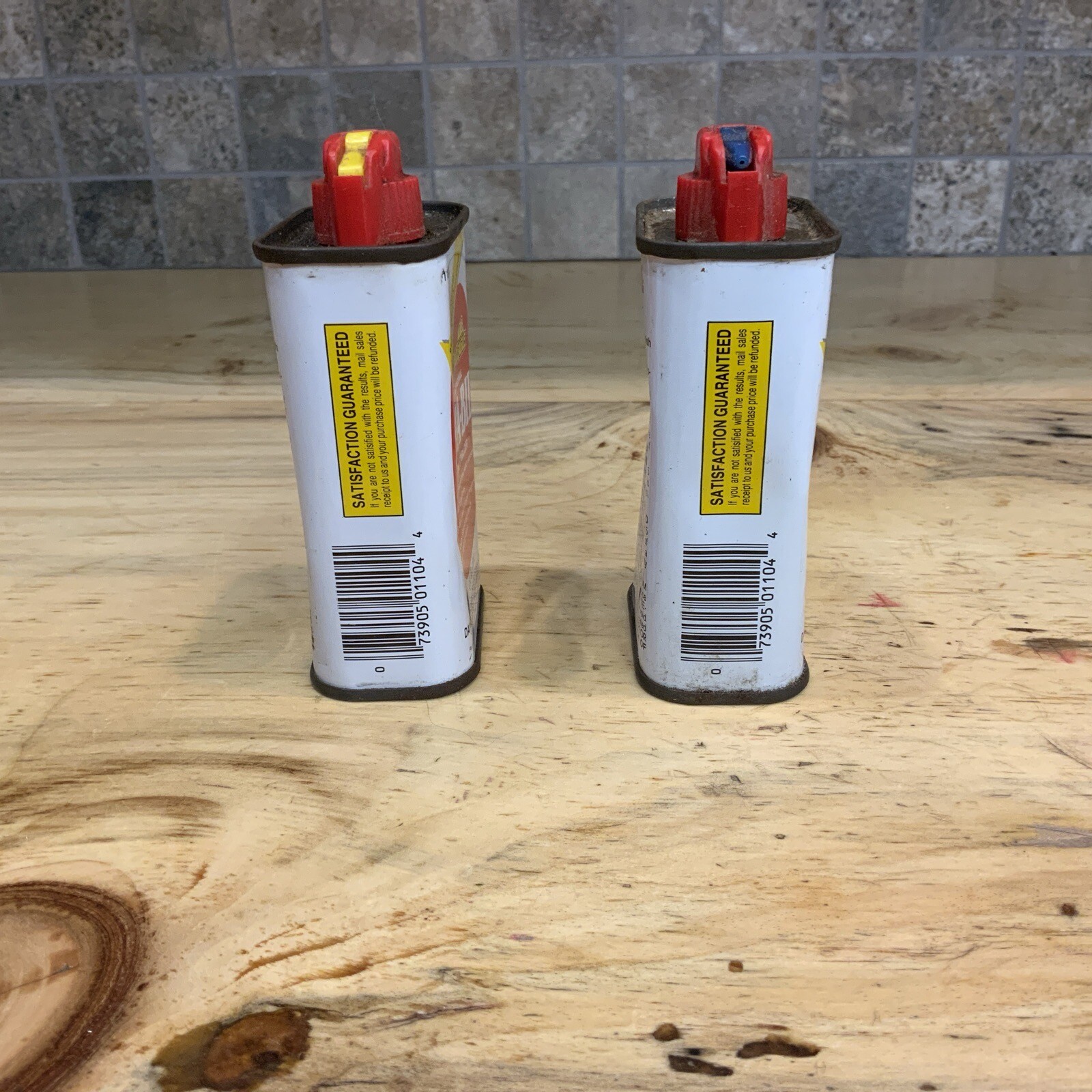 Set Of 2 Vintage Gold Eagle Sta-Bil Oil Can Tin Fuel Stabilizer 4 oz Chicago