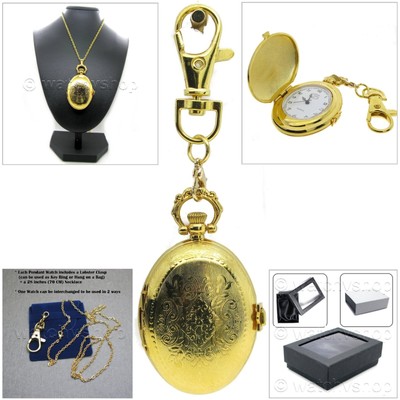 watch pocket decree Chain and Oval GOLD Women with Ways Pendant Key 2 Watch