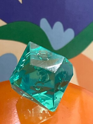 Vintage Gamescience d10 emerald green gem uninked rpg ad&d dice 120723@