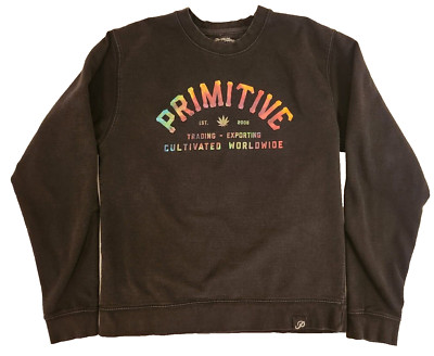 Primitive 420 Cultivated Worldwide Men's SMALL Black Sweater Tye-Dye LOGO