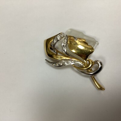 Broche Ancienne Femme - Argent 925 Vermeil - Motif Fleurs Et Visage - Style Vintage