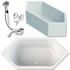 Sechseck-Badewanne aus Acryl 190x90 cm made by Hoesch inkl. Träger