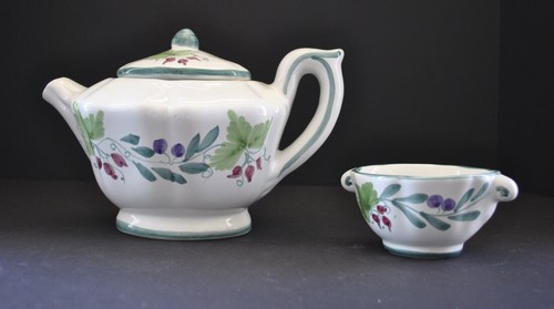 Fortebraccio Ceramiche TEA SET Teapot, Sugar Bowl, 5 Cups & Saucers PERFECT - Picture 2 of 11