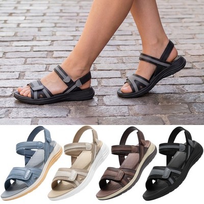 FitVille Womens Sport Casual Sandals Adjustable Strap Flat Sandal Swollen Feet