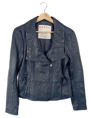 ESPRIT Lederjacke Damen Jacke Gr. DE 36 blau Casual-Look