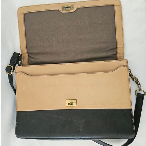 J.Crew Brown Black Colorblock Edie Grand Bag Camel Shoulder Bag Minimalist - Picture 6 of 11